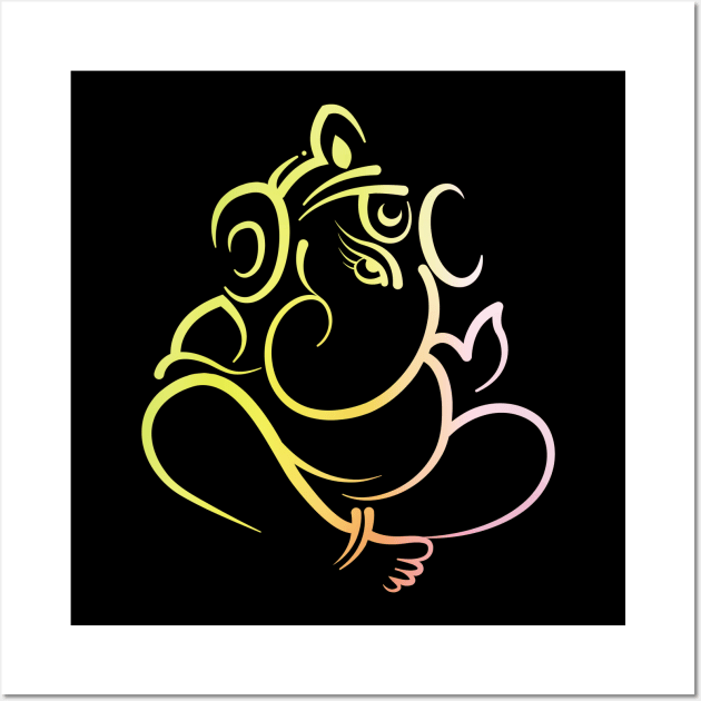 Ganesh Indian Elephant God Wall Art by Foxxy Merch